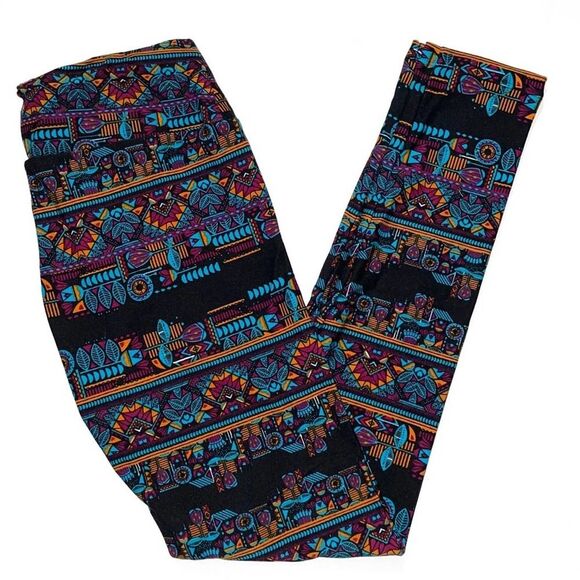 LuLaRoe Leggings Black Tribal One Size - Picture 1 of 3